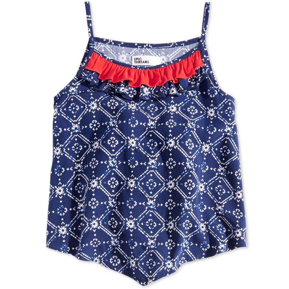 Epic Threads Toddler Girls Printed Ruffle Trim Tank Top
